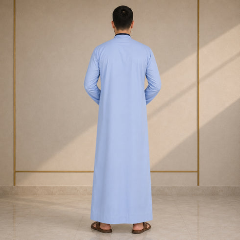 Regal Azure Blue Saudi Thobe - Men