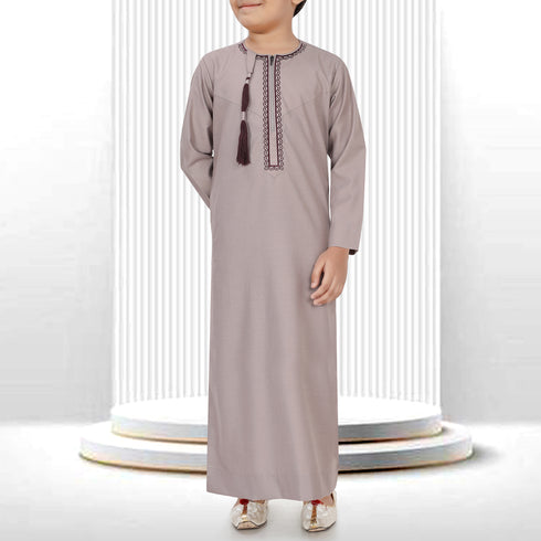 Muted Brown Omani Thobe - Kids