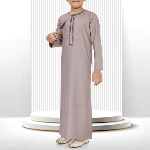 Muted Brown Omani Thobe - Kids