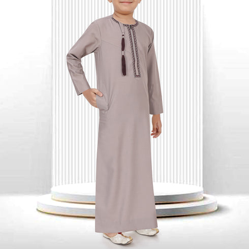 Muted Brown Omani Thobe - Kids