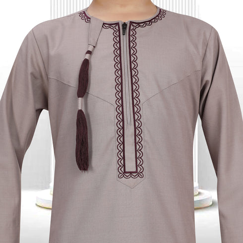 Muted Brown Omani Thobe - Kids