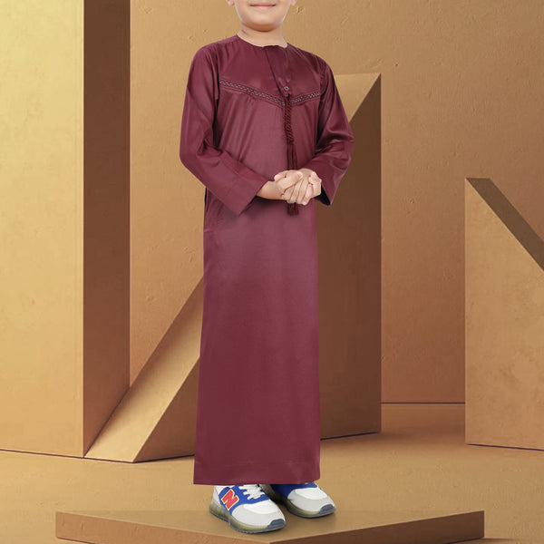 Deep Maroon Emirati Thobe - Kids