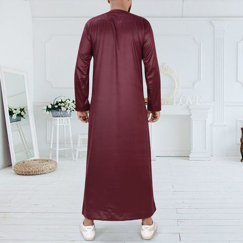 Maroon Prestige Emirati Thobe – Embroidered with Tassel