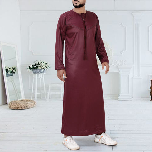 Maroon Prestige Emirati Thobe – Embroidered with Tassel