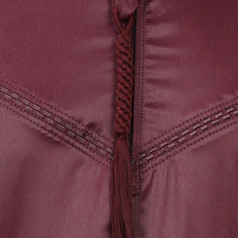 Maroon Prestige Emirati Embroidered Thobe - Men