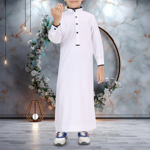 White Ember Saudi Thobe - Kids