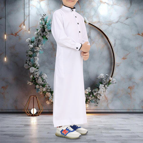White Ember Saudi Thobe - Kids