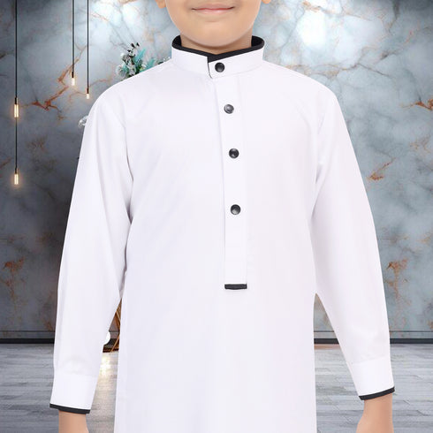 White Ember Saudi Thobe - Kids