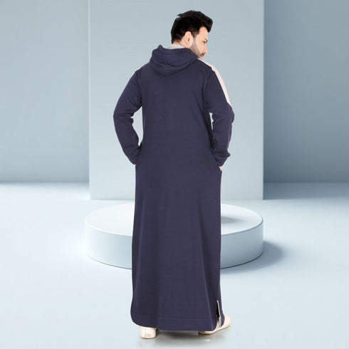 Royal Navy Winter Hoodie Thobe – White Strap Edition