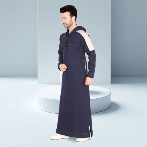 Royal Navy Winter Hoodie Thobe – White Strap Edition