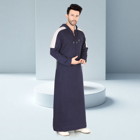 Royal Navy Winter Hoodie Thobe – White Strap Edition