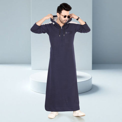 Royal Navy Winter Hoodie Thobe – White Strap Edition