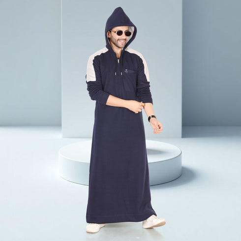 Royal Navy Winter Hoodie Thobe – White Strap Edition