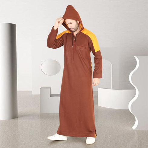 Dusky Brown Winter Hoodie Thobe