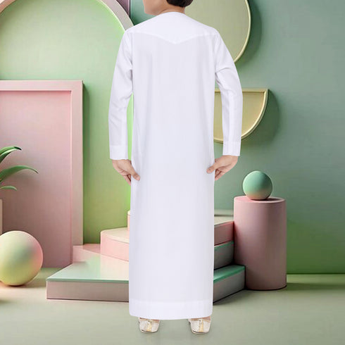 Pure White Omani Style Thobe - Kids