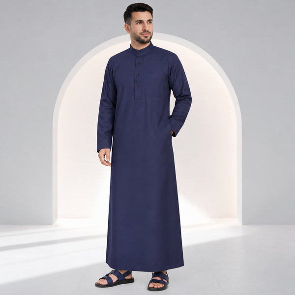 Midnight Elegant Blue Saudi Thobe - Men