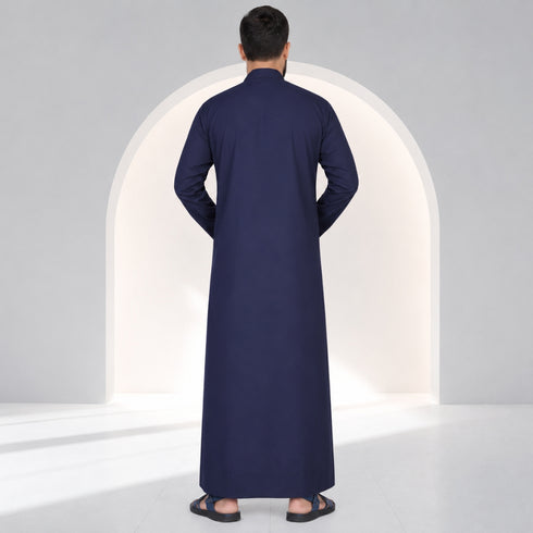 Midnight Elegant Blue Saudi Thobe - Men