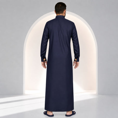 Royal Jet Blue Calligraphy Thobe -Men