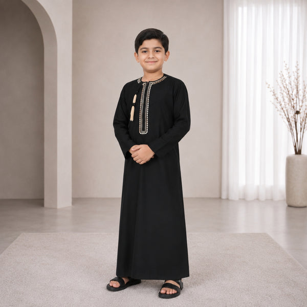 Carbon Black Omani Thobe - Kids