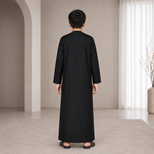 Carbon Black Omani Thobe - Kids
