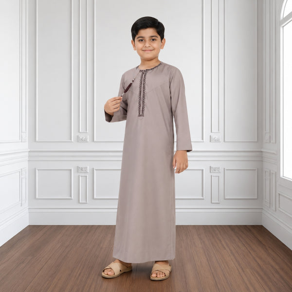 Muted Brown Omani Thobe - Kids