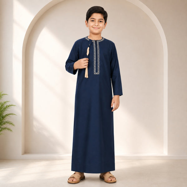 Royal Blue Omani Thobe - Kids