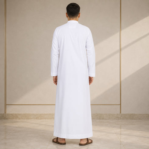 Elegant Pure White Saudi Thobe - Men