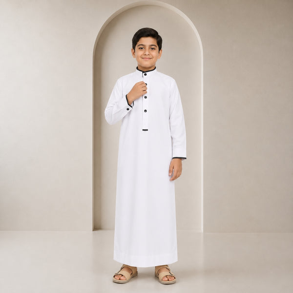 White Ember Saudi Thobe - Kids