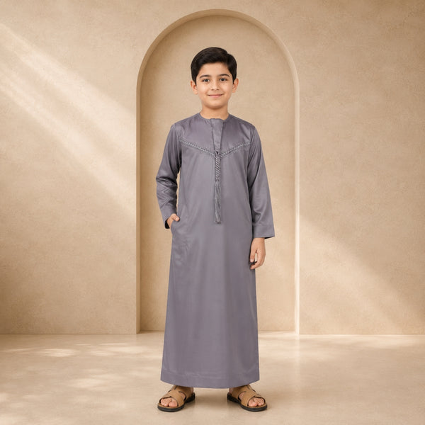 Classic Dark Gray Emirati Thobe - Kids