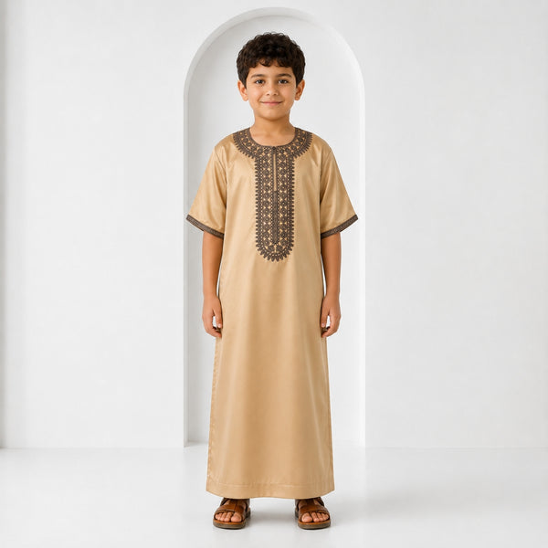Sandy Brown Moroccan Thobe β Kids