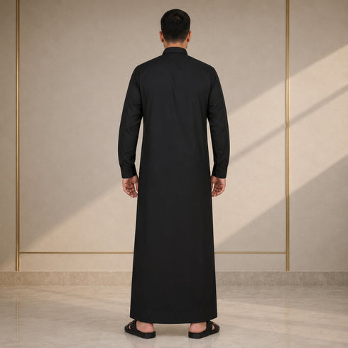 Premium Modern Onyx Black Thobe - Men