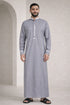 Elegant Grey Calligraphy Embroidered Thobe - Men