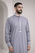 Elegant Grey Calligraphy Embroidered Thobe - Men