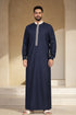 Premium Space Blue Calligraphy Thobe - Men