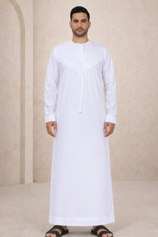 Elegant Pure White Emirati Thobe - Men
