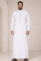 Royal Ivory Silver Embroidered Saudi Thobe - Men