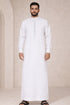 Royal Ivory Silver Embroidered Saudi Thobe - Men