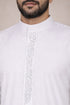 Royal Ivory Silver Embroidered Saudi Thobe - Men