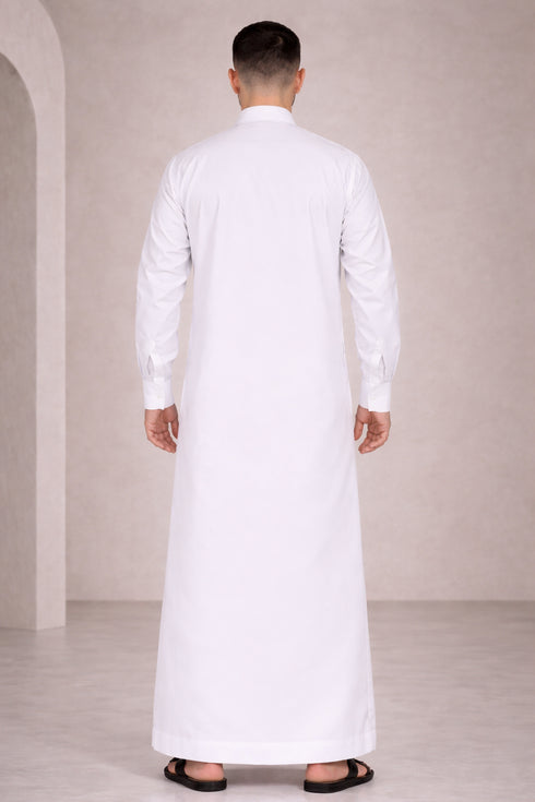 Royal Ivory Gold Embroidered Saudi Thobe - Men