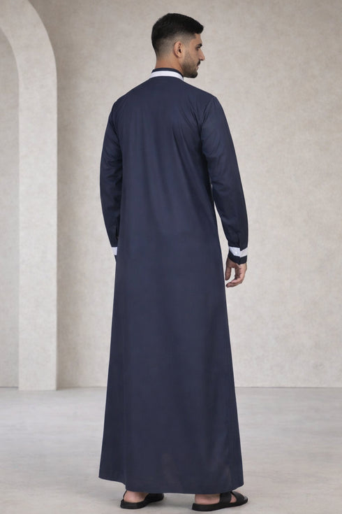 Royal Indigo Embroidered Thobe - Men