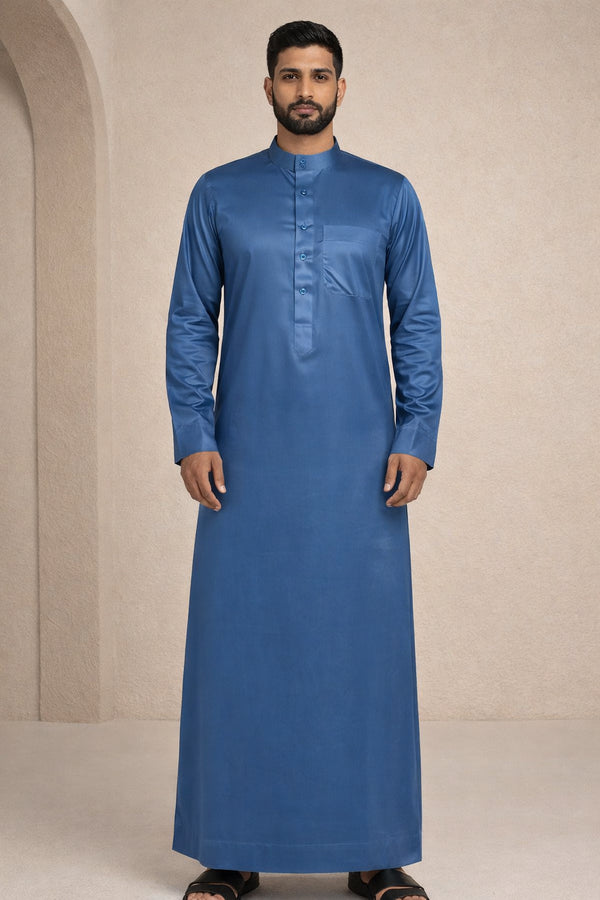 Modern Cobalt Blue Emirati Thobe - Men