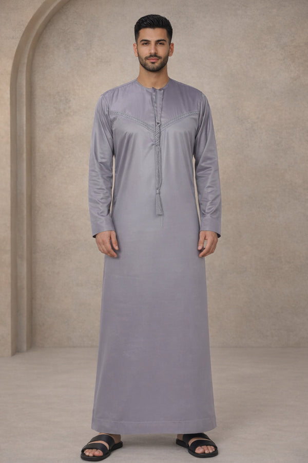 Elegant Charcoal Gray Emirati Thobe - Men