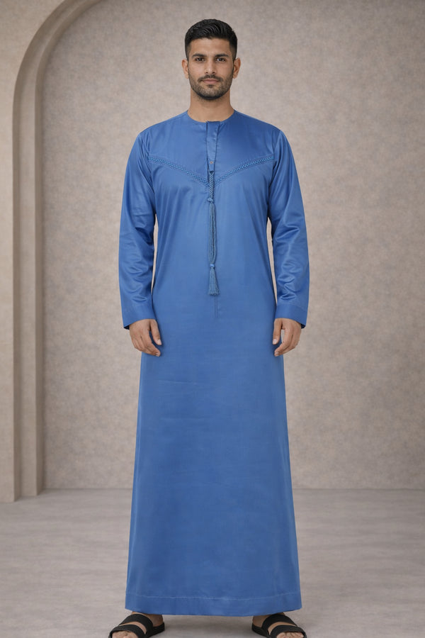 Classic Vibrant Blue Emirati Thobe - Men