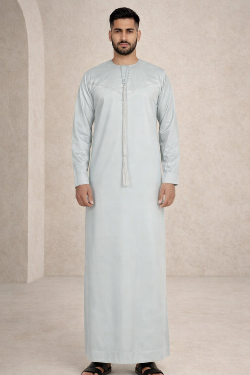 Pistachio Green Emirati Embroidered Thobe - Men