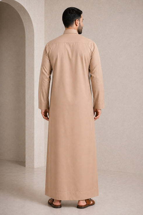 Premium Sandy Brown Qatari Thobe - Men