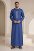 Cobalt Blue Embroidered Thobe - Men