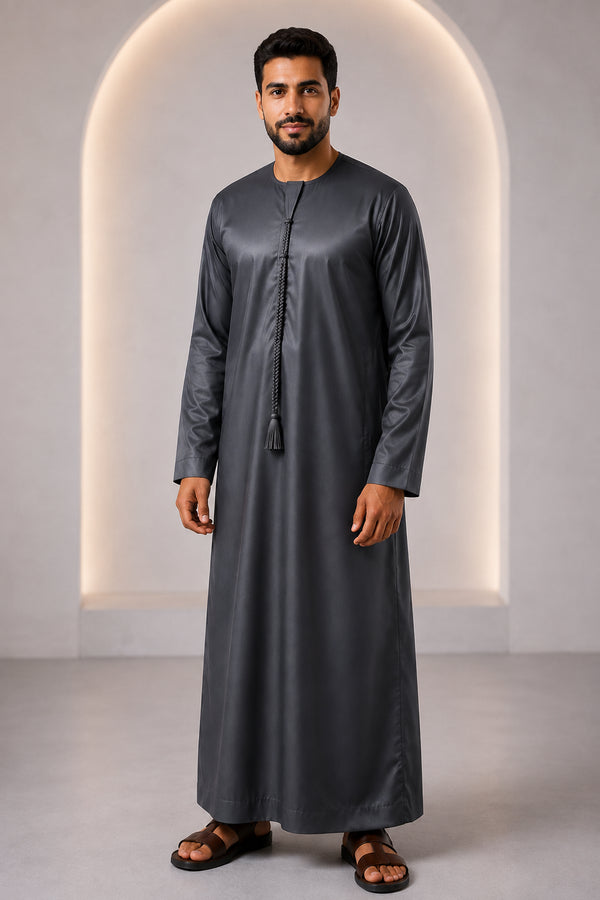 Classic Charcoal Grey Thobe - Men