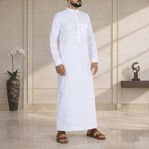 Elegant Pure White – Saudi Style Thobe