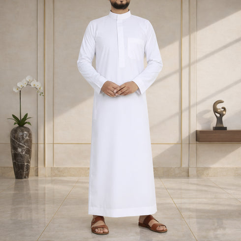 Elegant Pure White – Saudi Style Thobe