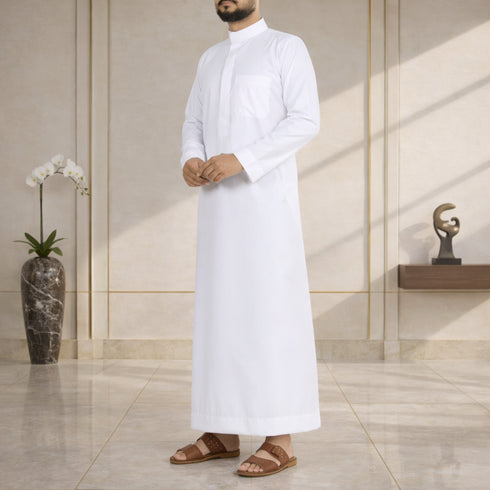 Elegant Pure White – Saudi Style Thobe
